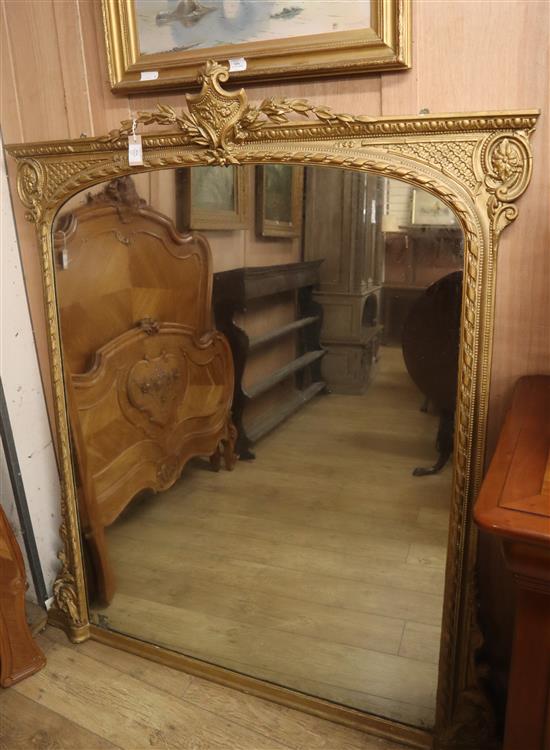 A Victorian giltwood and gesso overmantel mirror W.138cm